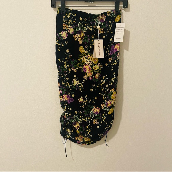 For Love & Lemons Molly Floral Drawstring Asymmetrical Pencil Skirt - Picture 7 of 8